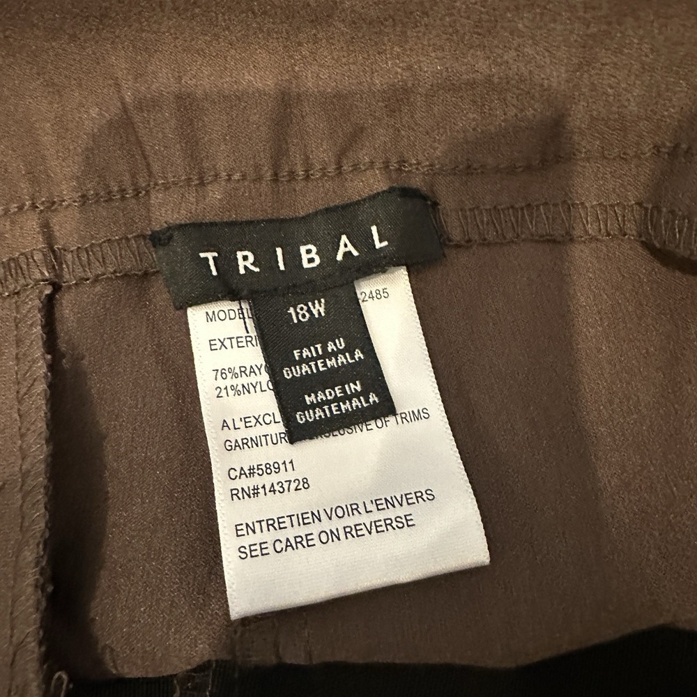 NWT Tribal Flatten It Pull On Pants Brown Career Trousers Slimming 18 Stitch Fix - Picture 3 of 7